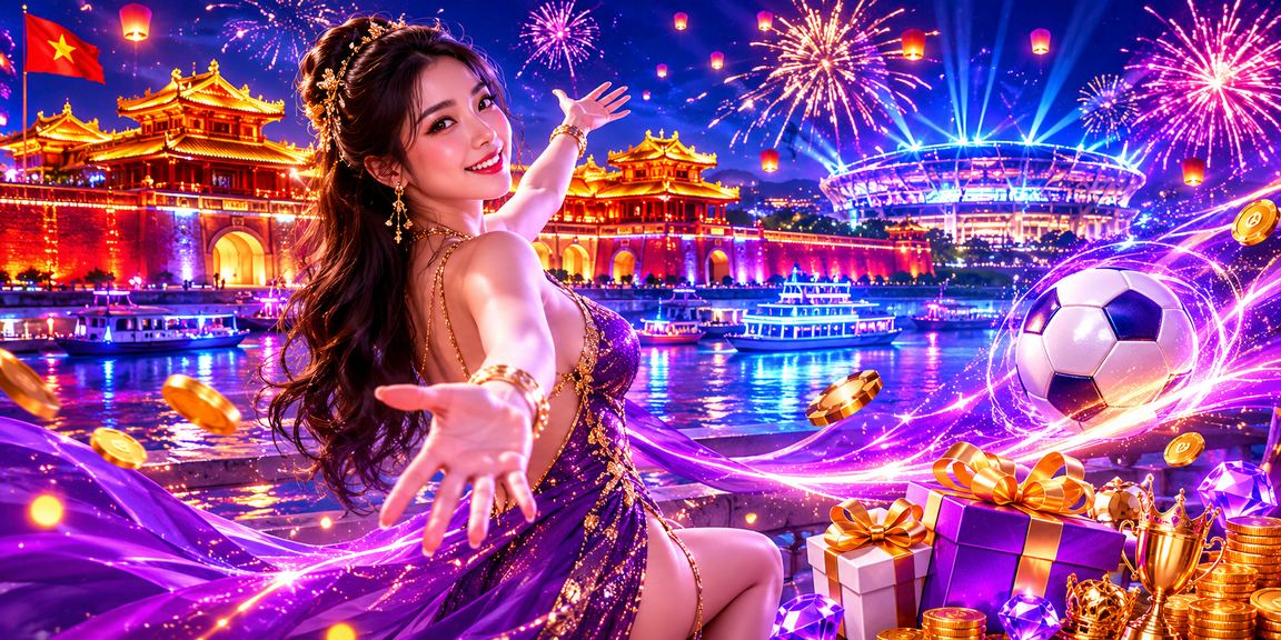 Không khí cá cược đêm rực rỡ tại Huế với đèn neon và trò chơi casino cao cấp